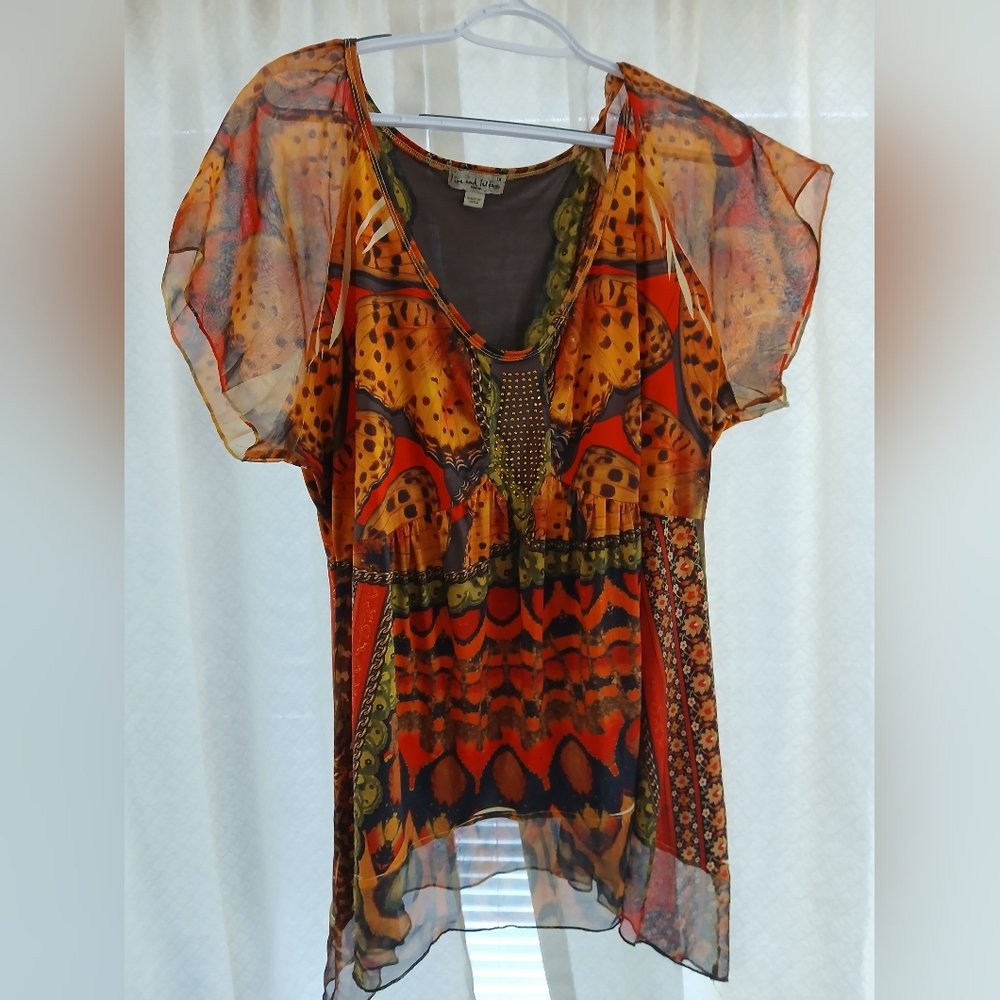 Live and Let Live Multicolor Sheer Lined Blouse
